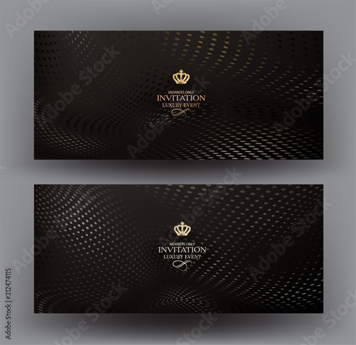 VIP invitation cards with halftone effect background. Vector illustration