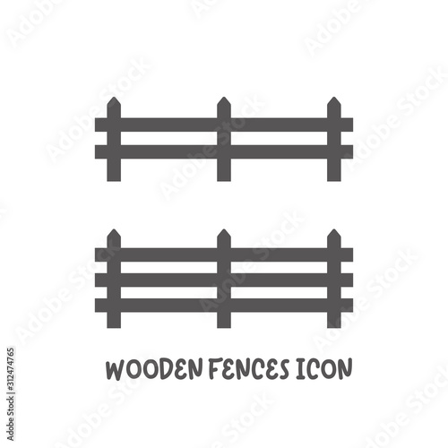Wooden fences icon simple flat style vector illustration.