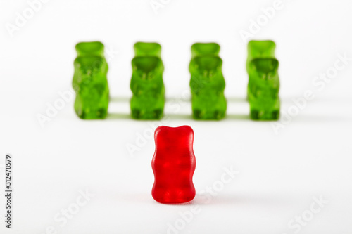 Gummy bear candies designed as a military troop