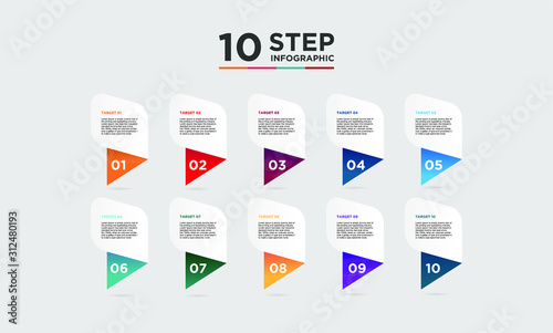 10 step infographic element. Business concept with ten options and number, steps or processes. data visualization. Vector illustration.