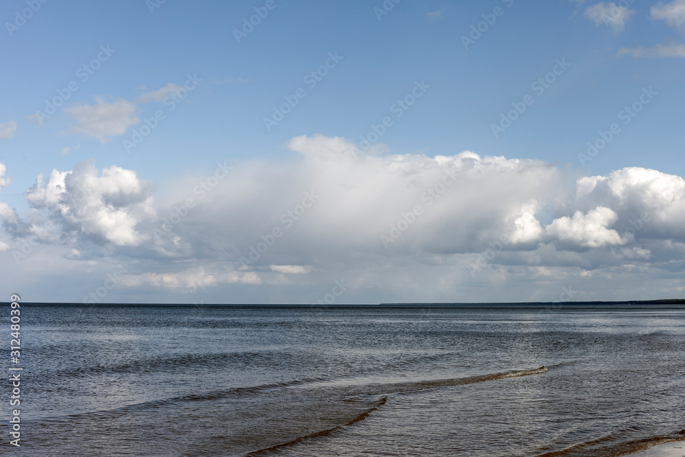 Cloudy sky over gulf of Riga, Baltic sea.