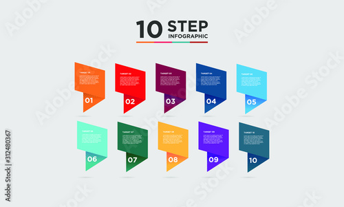 10 step infographic element. Business concept with ten options and number, steps or processes. data visualization. Vector illustration.