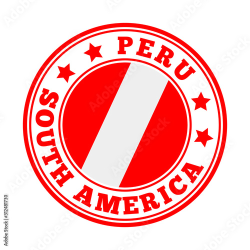 Round Peru flag logo vector illustration.