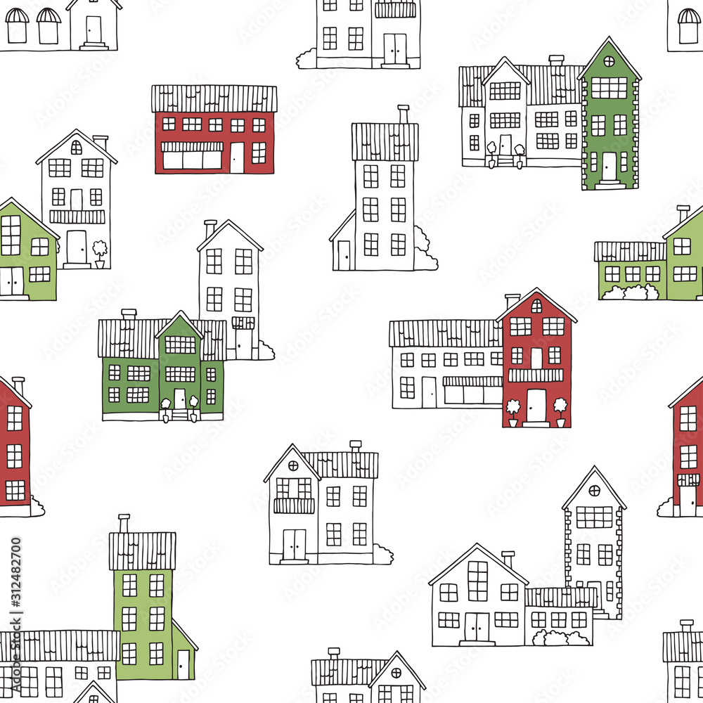 House graphic color seamless pattern background illustration vector