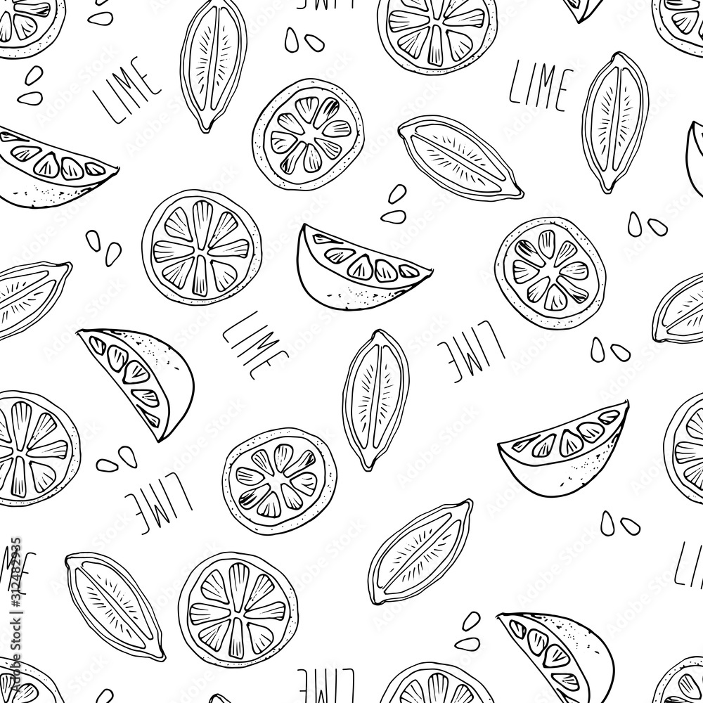 Bright summer seamless doodle pattern with cute limes sketch. Hand drawn trendy background. design background greeting cards, invitations, fabric, textiles, packaging and wallpaper. Bright summer seamless doodle pattern with cute limes sketch. Hand drawn trendy background. design background greeting cards, invitations, fabric, textiles, packaging and wallpaper.