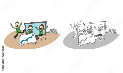 School life.Students who are pleased with the school record.Be satisfied with the education.