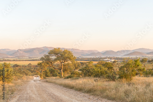 Road to the Malelane Bush Camp. Malelane town is visible