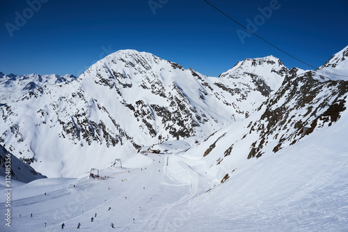 Stubaier gletscher, Austria - February 17, 2019 - In Austria’s largest glacier ski area winter sports. Perfect area for all winter activities © Ivo