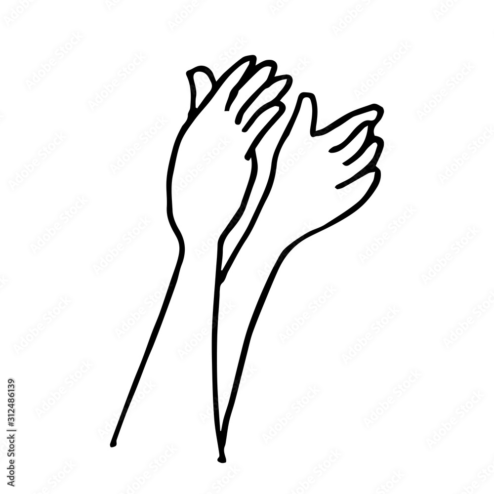 hand drawn of human hands. clapping. ovation. applause, hand gesture on doodle style , vector illustration hand drawn of human hands. clapping. ovation. applause, hand gesture on doodle style , vector illustration