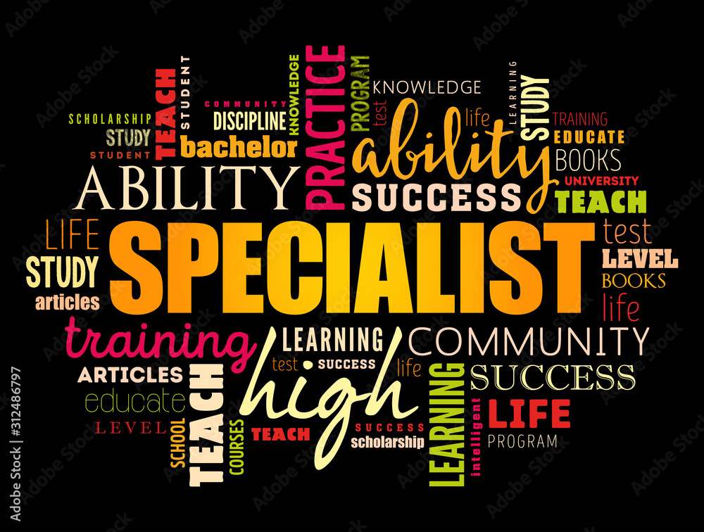 SPECIALIST word cloud collage, education concept background