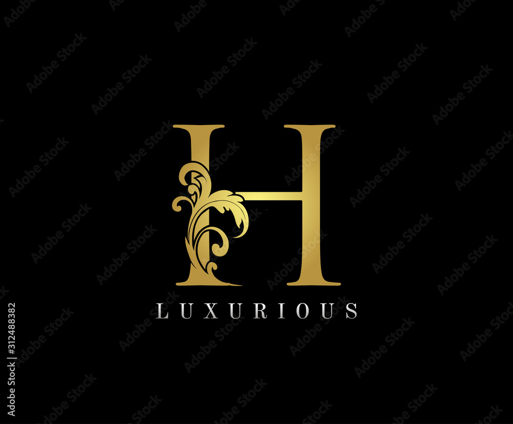 Golden H Luxury Logo Icon, Classic H Letter Logo Design. Golden H Luxury Logo Icon, Classic H Letter Logo Design.