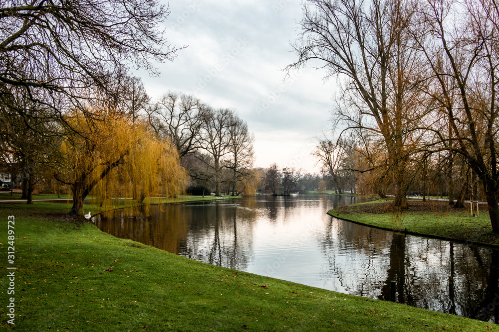 View of the city park in the Hanze city Kampen in the Netherlands, province Overijssel
