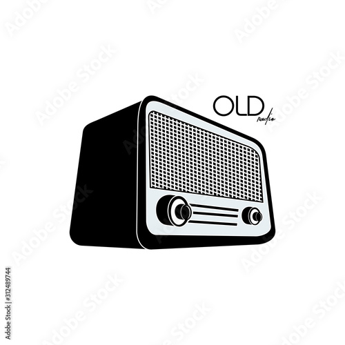 Classic vector logo about a unique old radio.