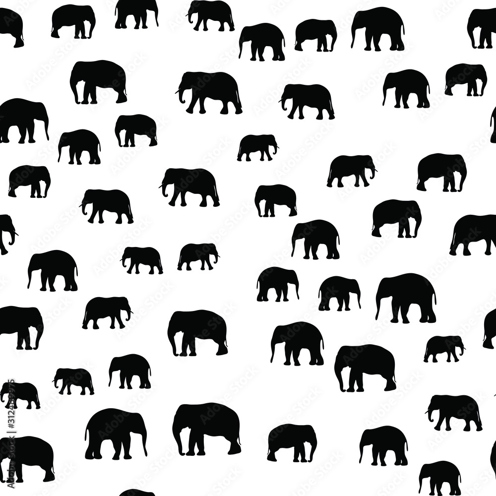 Seamless vector pattern with African Elephants