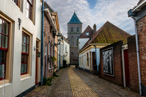 Beautiful street view in the dutch city Kampen, a city build to the river the IJssel  in the province Overijssel the Netherlands  © Hulshofpictures