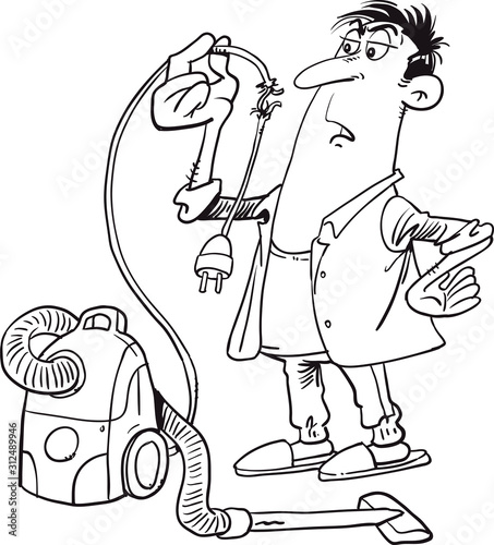 Broken vacuum cleaner, damaged home appliance
