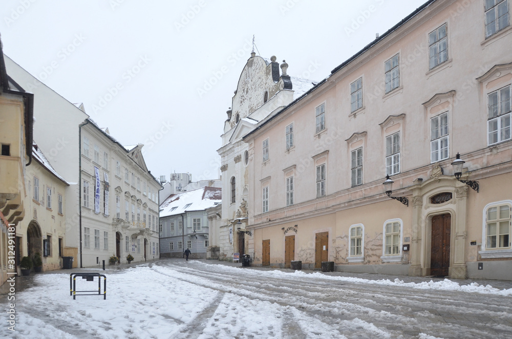 Obraz premium Old Town Hall is a complex of buildings from the 14th century in the Old Town of Bratislava, the capital of Slovakia. 