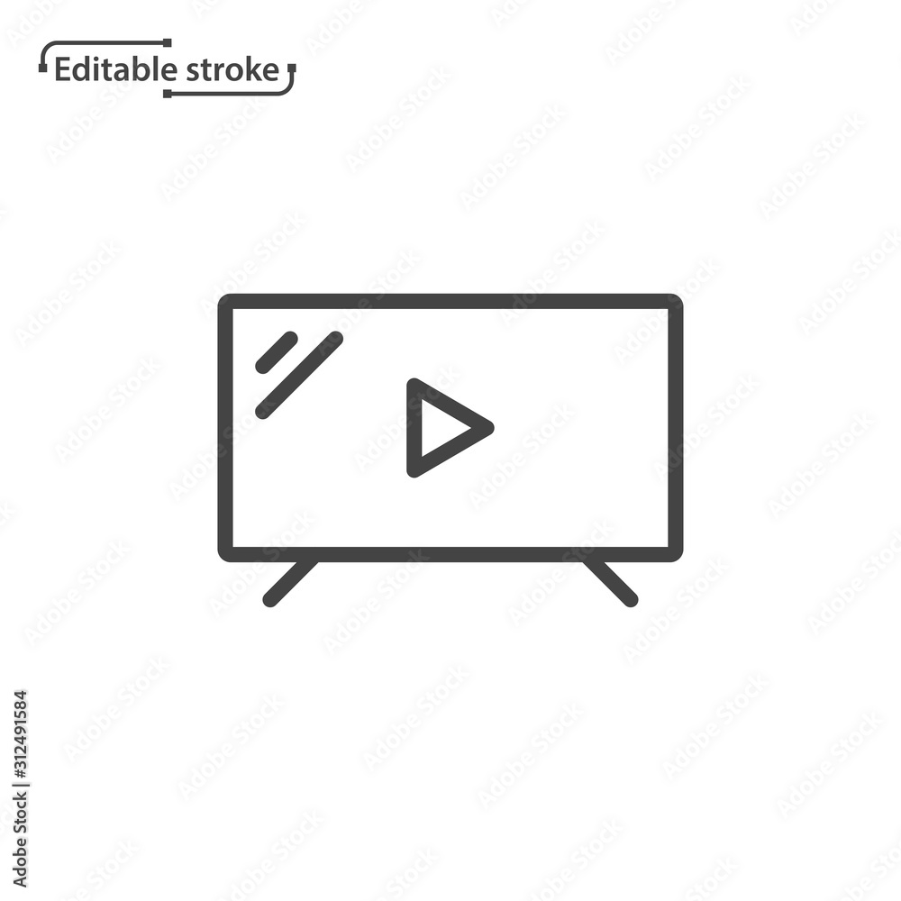 Tv line icon. Editable stroke. Tv line icon. Editable stroke.