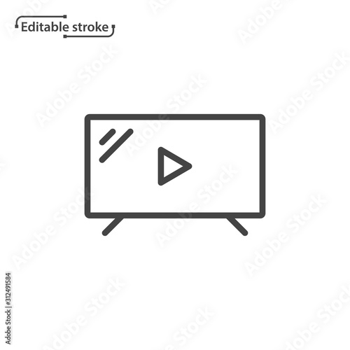 Tv line icon. Editable stroke. 