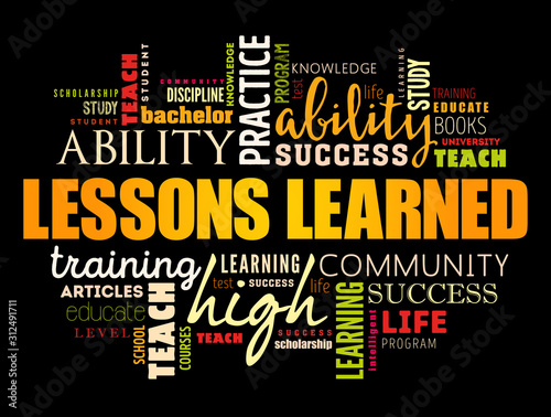 Lessons Learned word cloud collage, education concept background