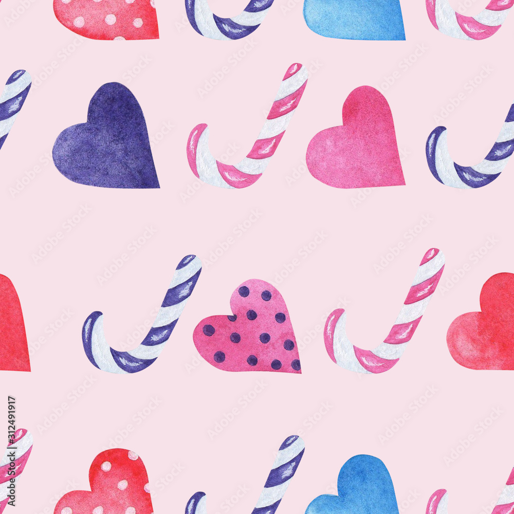 pattern of hearts and candies for Valentine's day