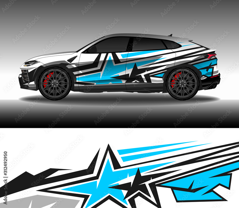 Wrap car decal design vector, custom livery race rally car vehicle sticker and tinting.