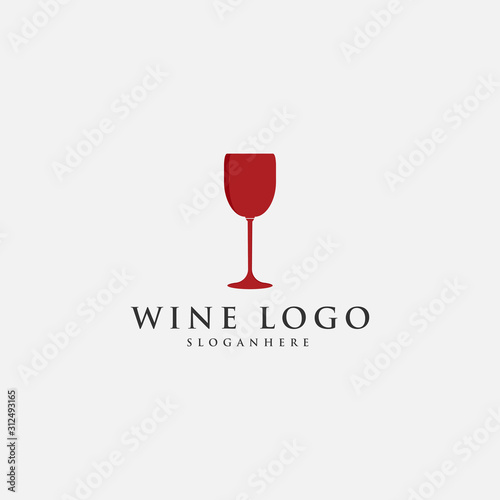 wine glass logo design vector
