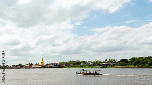 Cloud Moving over Chaophraya River at Nonthaburi Province,Thailand Time lapse
