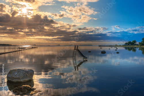 Slika na platnu The morning in the border of Stangeskroken bay in the camping site of Landon village