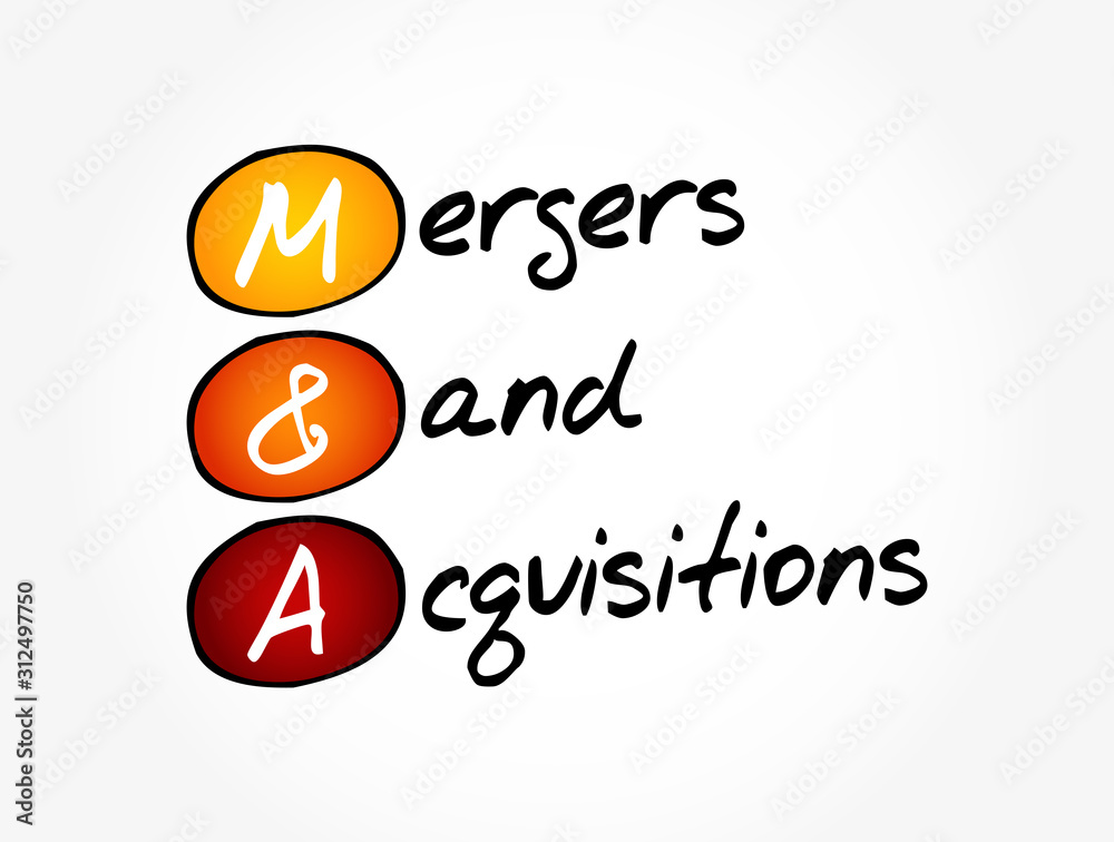 M and A - Mergers and Acquisitions acronym, business concept background M and A - Mergers and Acquisitions acronym, business concept background