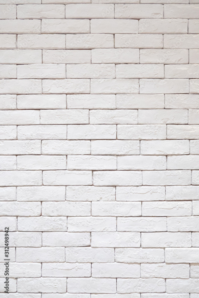 Naklejka premium White brick pattern texture wall. raw vintage clean background style.