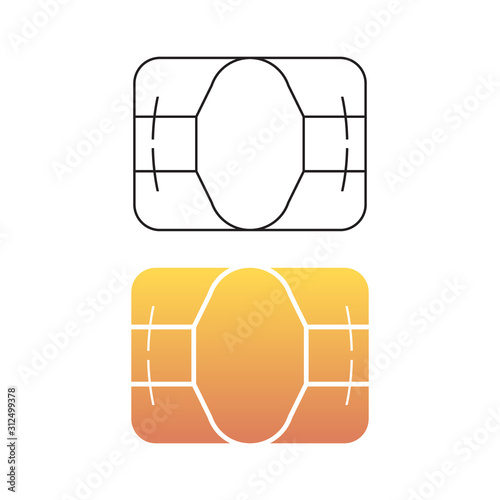 chip icon for bank plastic credit or debit charge card. Vector illustration 