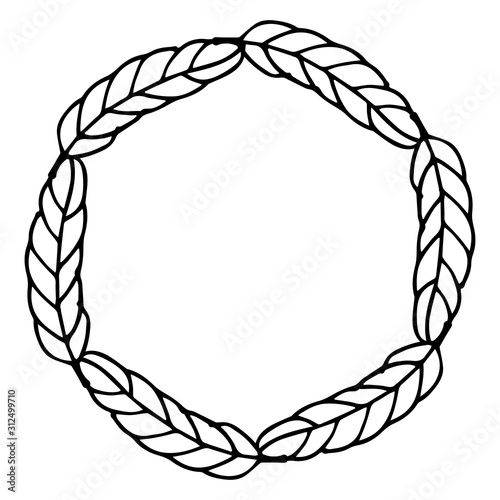 Vector illustration of a wreath made of wheat spikelets isolated on a white background