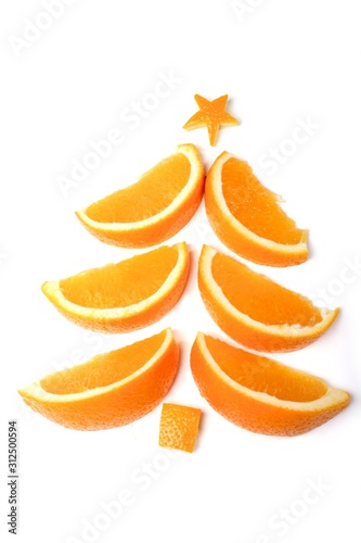 Christmas tree made from orange photo