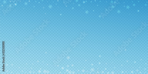 Sparse glowing snow Christmas background. Subtle f