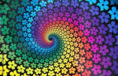 Multi colored spiral in spring tones.