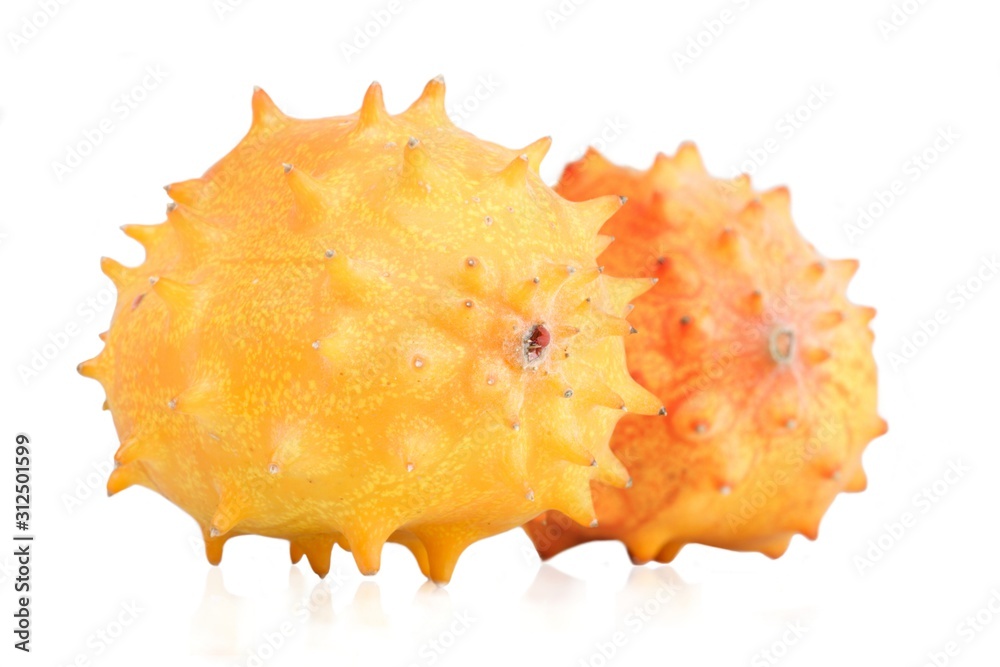 Studio shot of kiwano on white background Studio shot of kiwano on white background