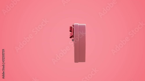 3d animation render gift box with heart shape.loop animation for valentine.