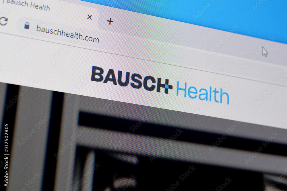 Homepage of bausch health website on the display of PC, url