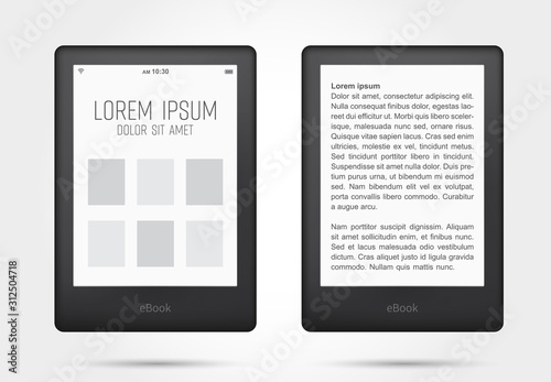 Reading books on ebook tablet. vector