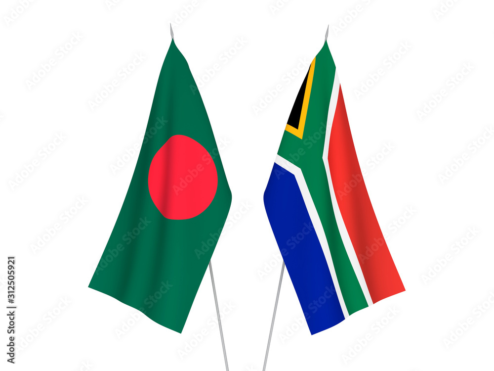 Republic of South Africa and Bangladesh flags Republic of South Africa and Bangladesh flags