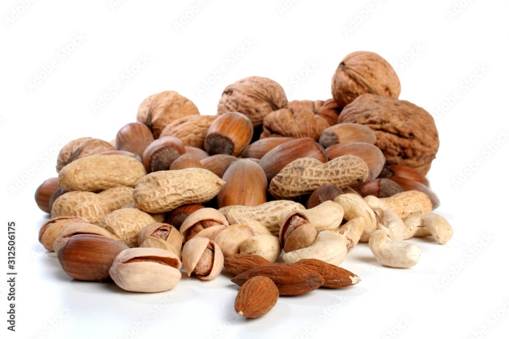 Delicacies on white background - close-up Delicacies on white background - close-up