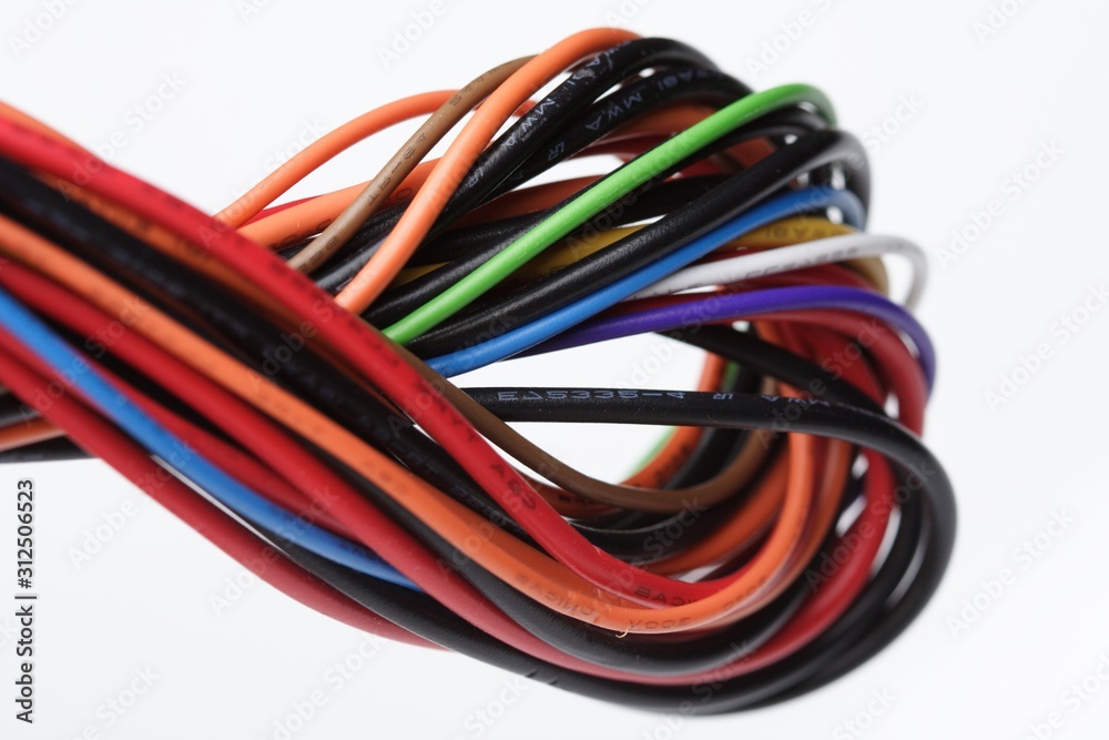 Computer cables on white background Computer cables on white background