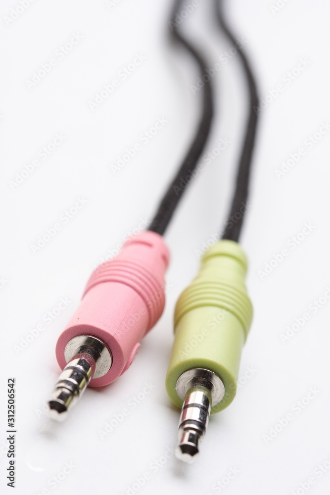 Audio cables on white background Audio cables on white background