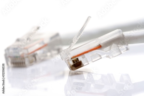 Network cable on white background