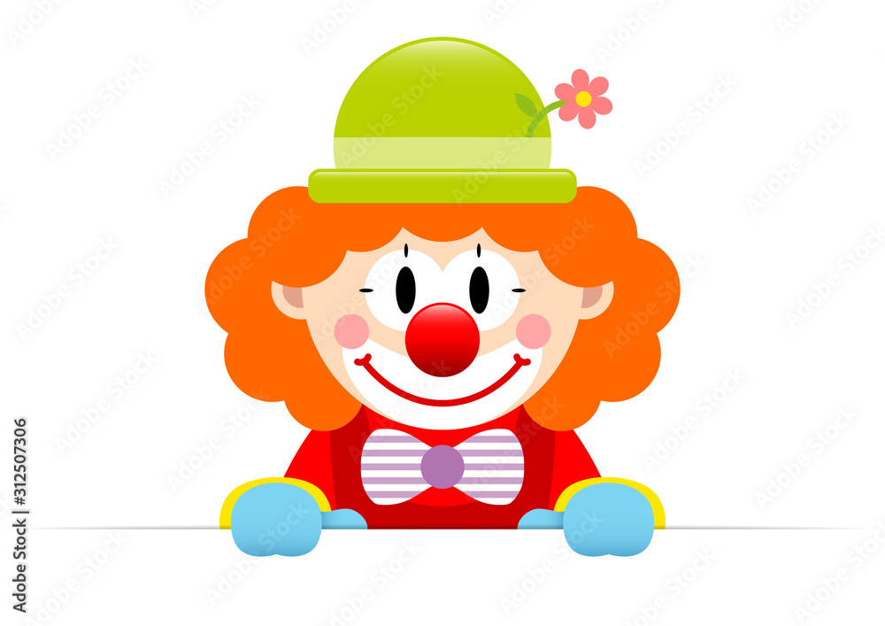 Clown Orange Haare Hält Banner