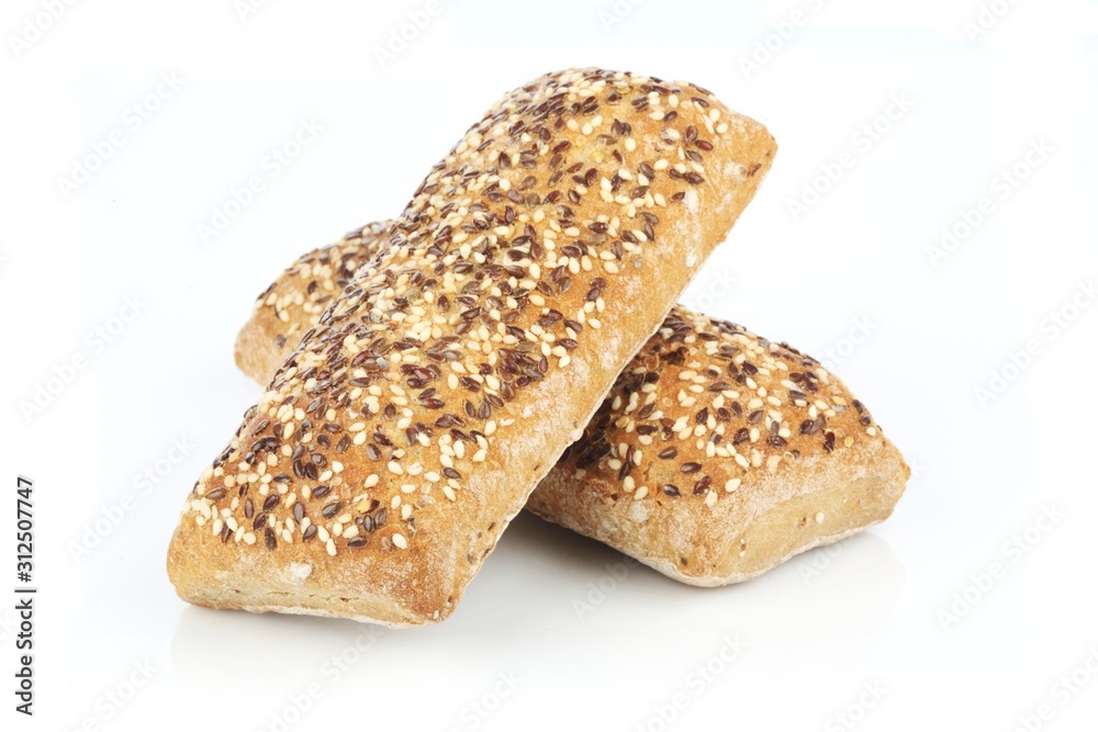 Bread on white backgorund - close-up Bread on white backgorund - close-up