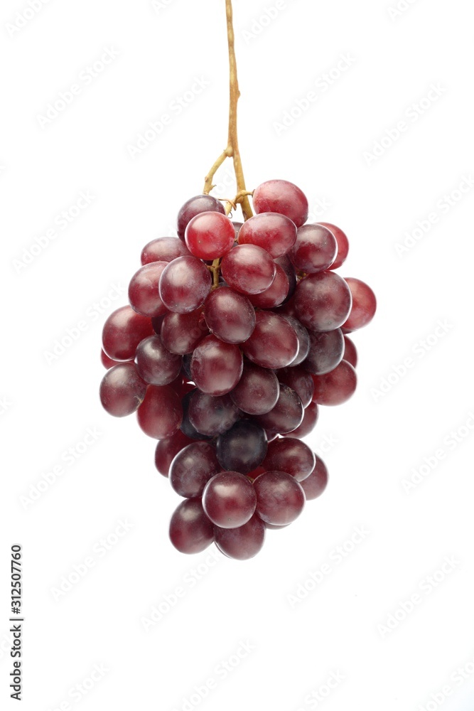 Fototapeta premium Red grapes on white background