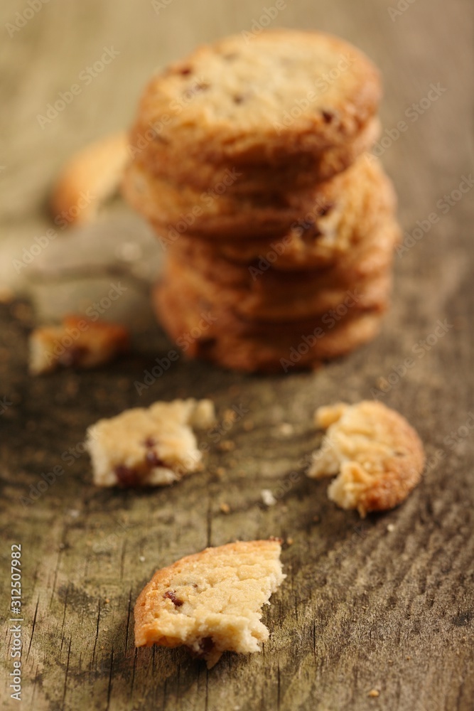 Cookies on wooden background - close -up Cookies on wooden background - close -up