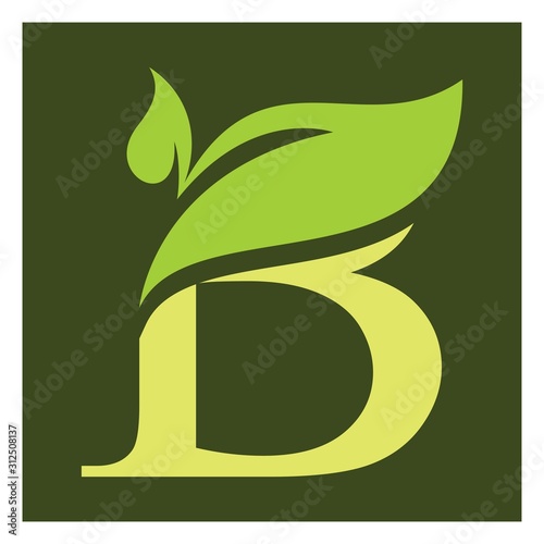 B letter with leaf logo  organic tree logo
